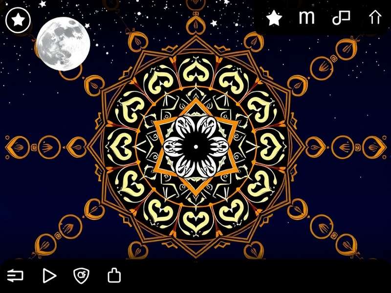 Mystic Moon Mandala gameplay screenshot showing beautiful mandala designs